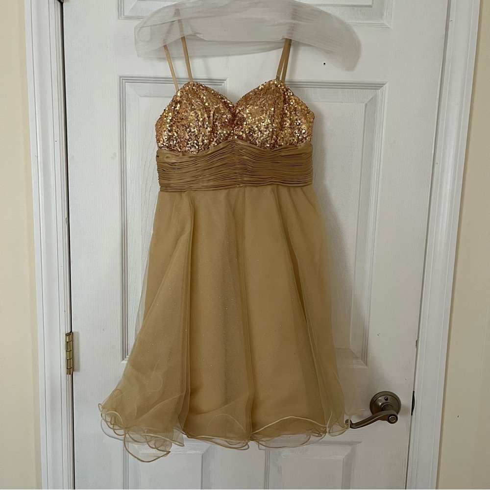 Gold Sequin Mini Party Dress